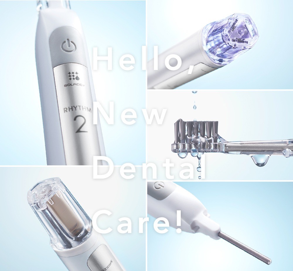 Soladey Rhythm 2 Ice Blue Electric Toothbrush & Replacement Brushes & Case SET