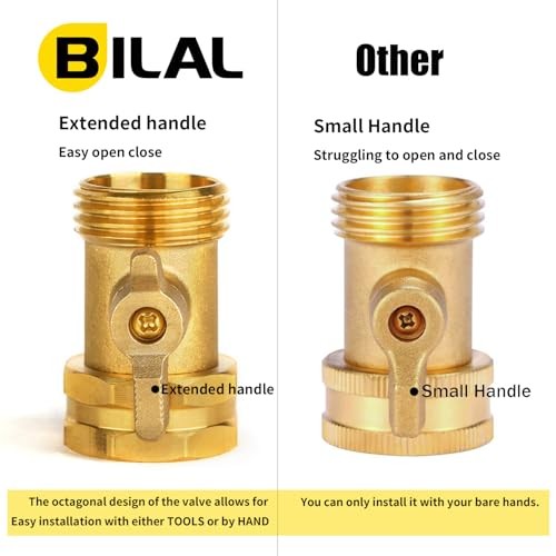 Garden Hose Shut Off Valve - Extended Handle - 3/4" Heavy Duty Solid 2 Pack