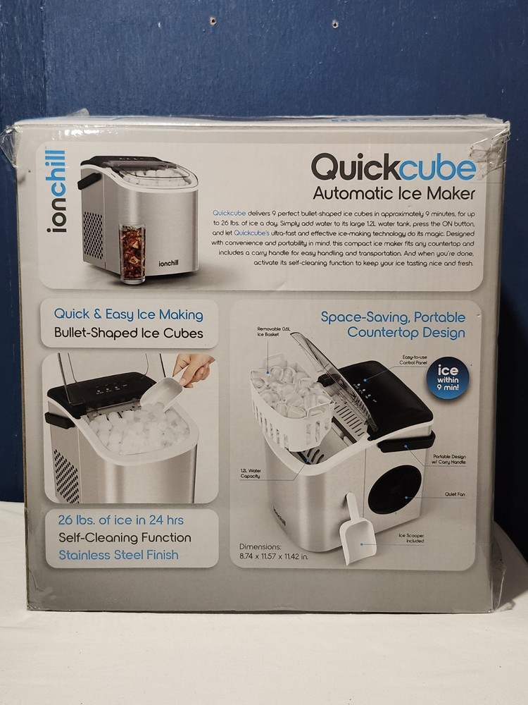 NEW ~ Ionchill QUICKCUBE Portable Countertop Ice Maker ~ Open Box