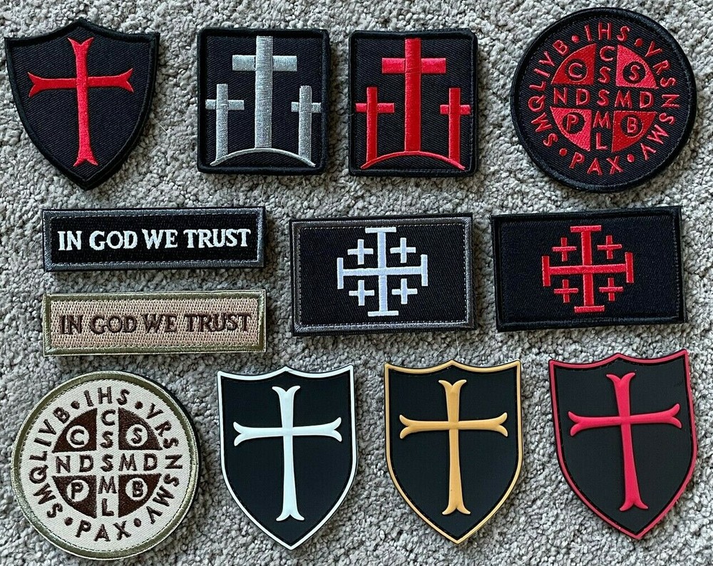 Templar Knight Crusader Holy Shield Jerusalem Christian Cross Hook Loop Patch
