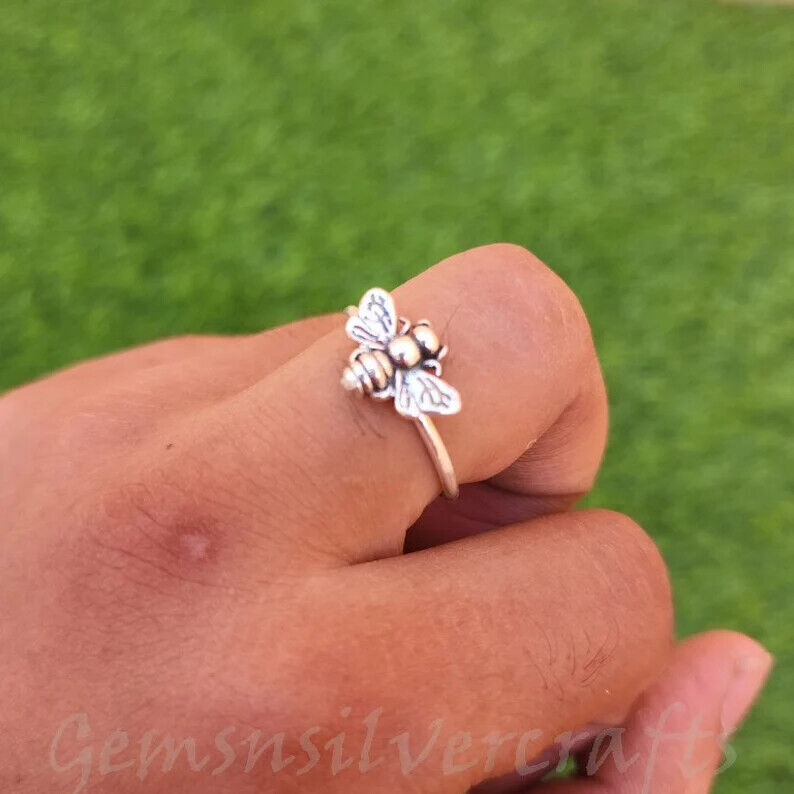 Bee Ring 925 Sterling Silver Band &Statement ring Handmade ring All size