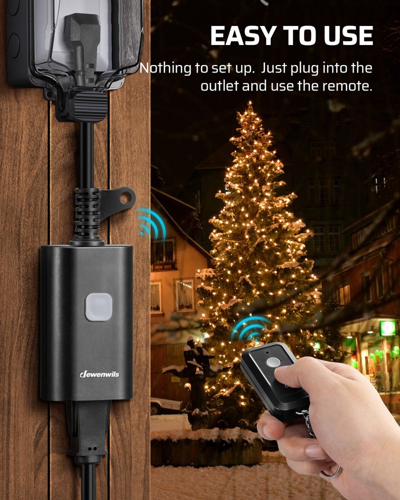 DEWENWILS Outdoor Remote Control Outlet,100FT Control Range,15A Wireless Remote