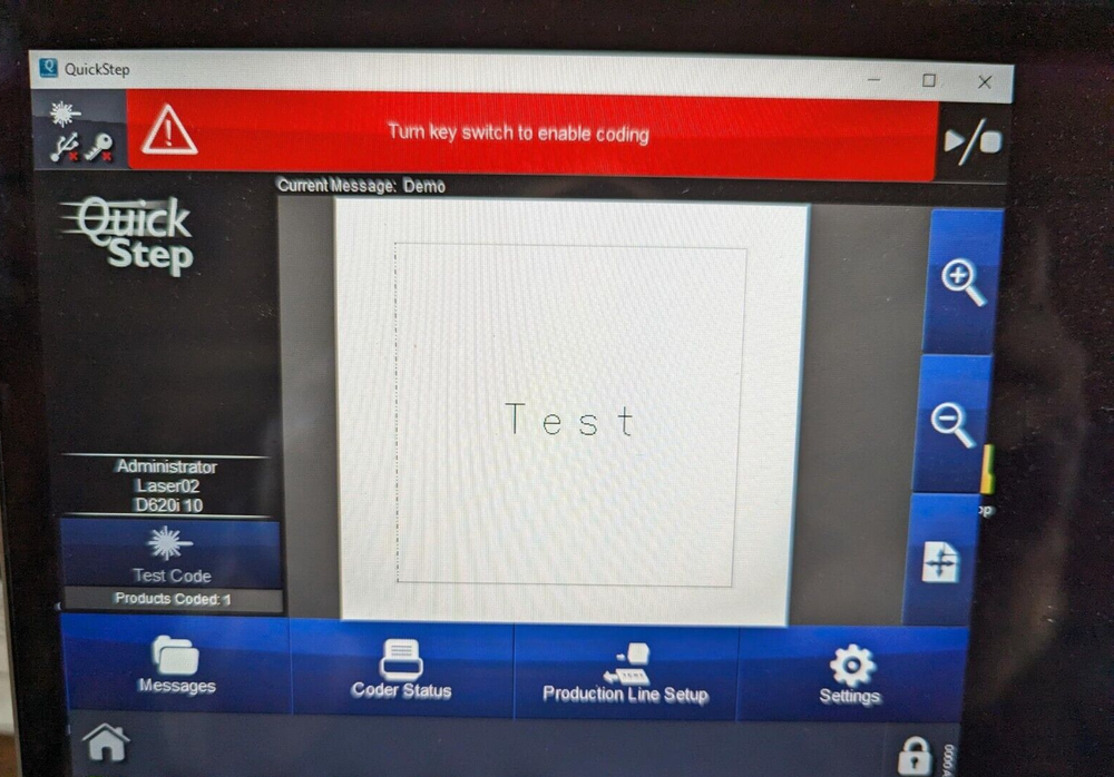 System Tested, Domino Laser Marking CO2 D620i, Controller, and Power Supply