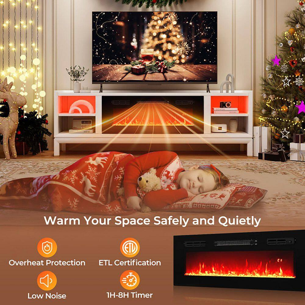 36 In. Direct Vent Electric Fireplace Insert with Multicolor Flame