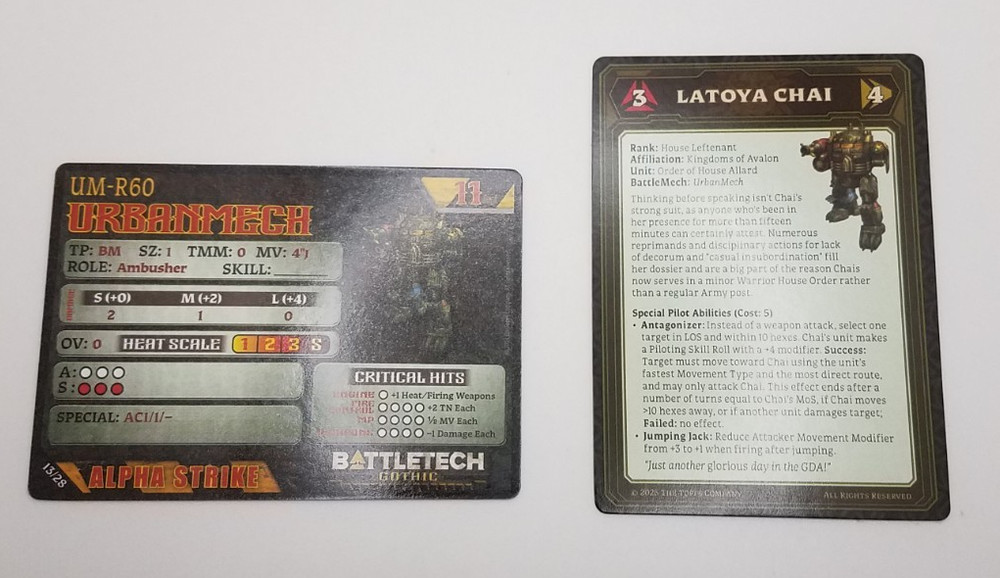 Battletech Gothic - UrbanMech *Mech & Cards*