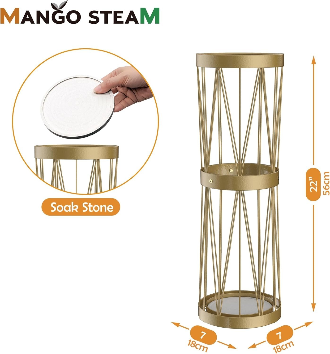 Rustic Modern Umbrella Stand in Gold, Includes Soakstone Water Absorption Tray