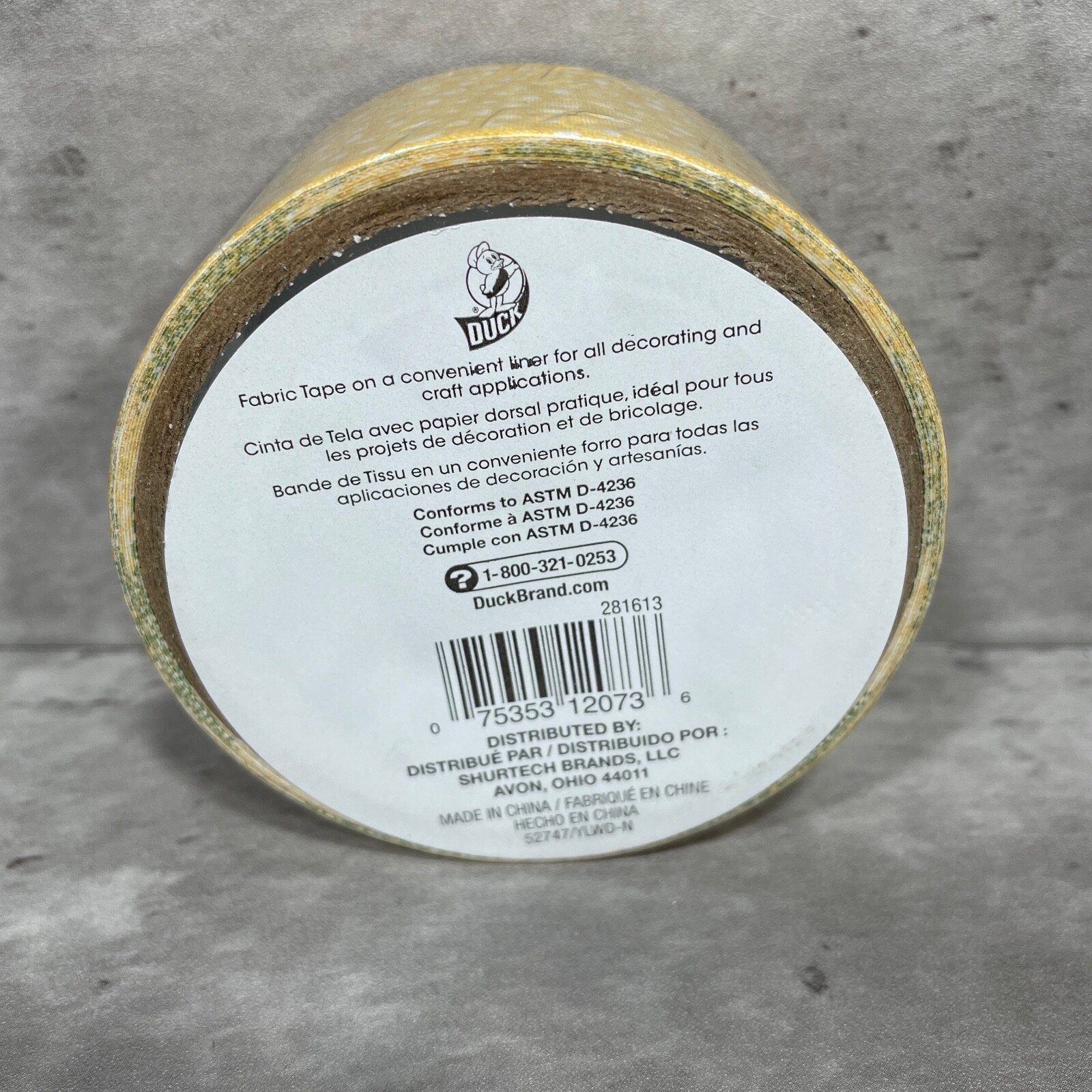 Duck Decorative Fabric Crafting Tape Peel Away Liner Yellow 1.88 in X 96 in