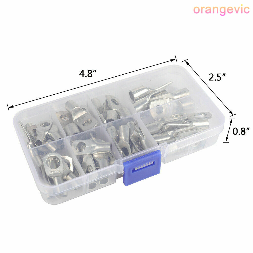 260PC Heavy Duty Wire Lugs Battery Cable Tinned Copper Eyelets SC Ring Terminals