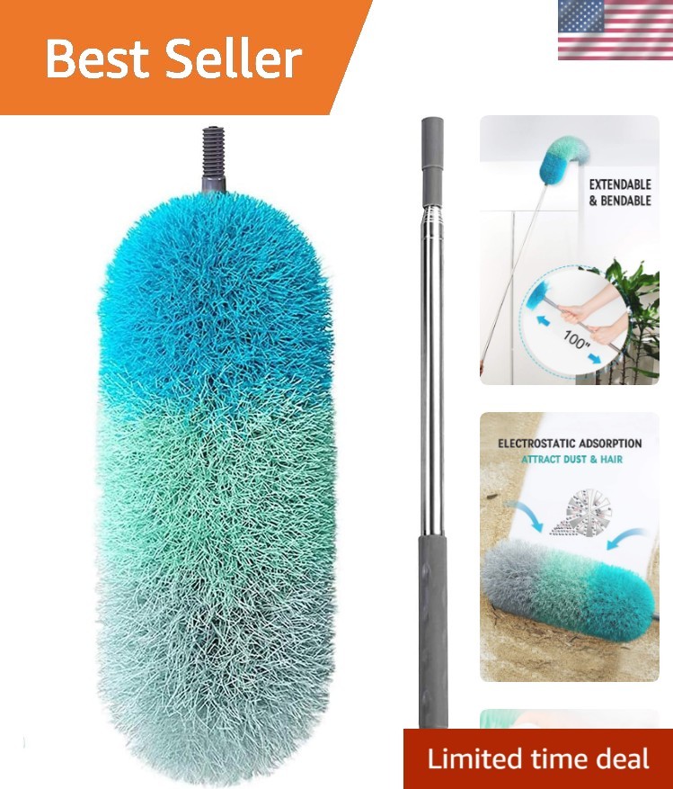 Microfiber Feather Duster with 100 inches Extension Pole, Dusters for Cleanin...