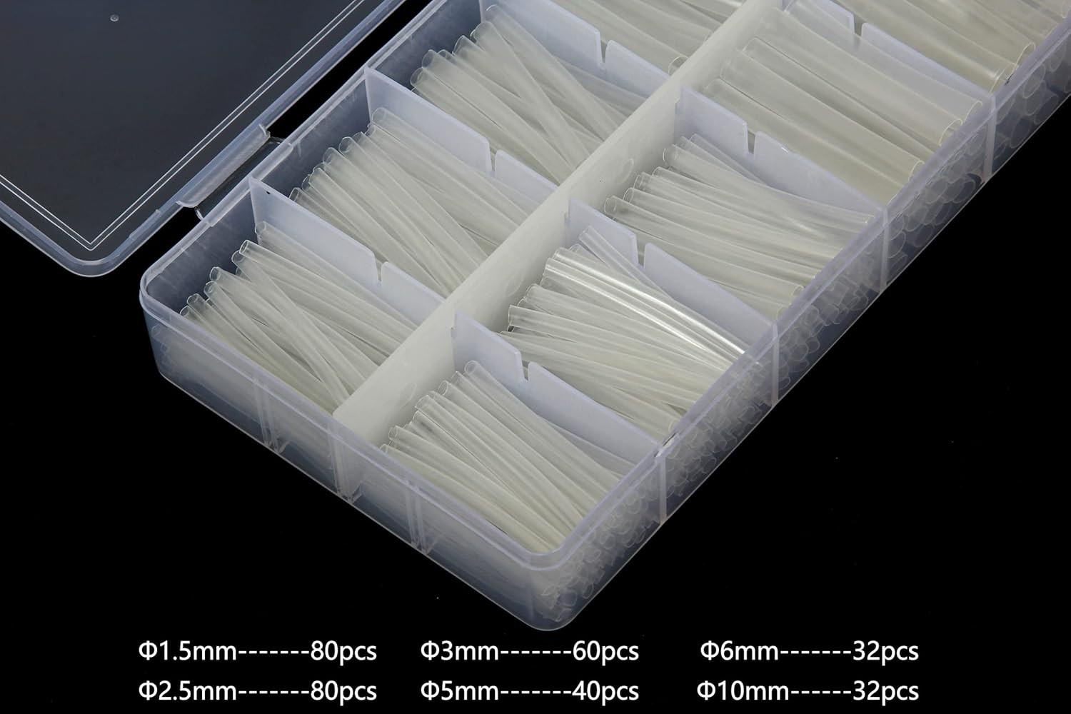324 Pcs Clear Heat Shrink Tubing Assortment Cable Wrap Kit Transparent Tube Set