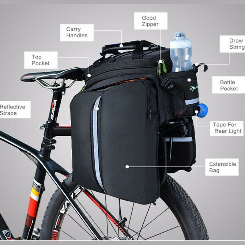 ROCKBROS Bike Trunk Bag 13L-25L Bike Rear Rack Bag Luggage Carrier Bag