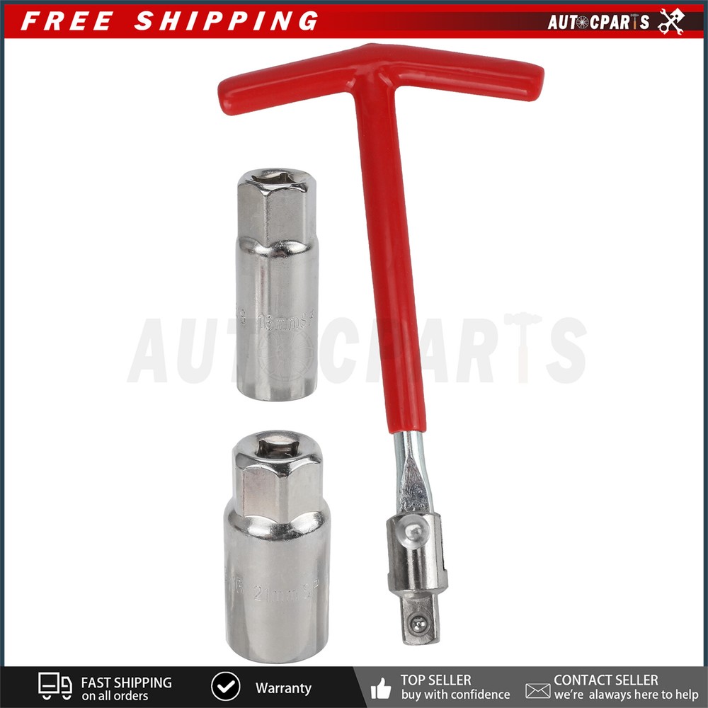 Spark Plug Removal Tool 16mm & 21mm T-Handle Flexible Spanner Socket Kit