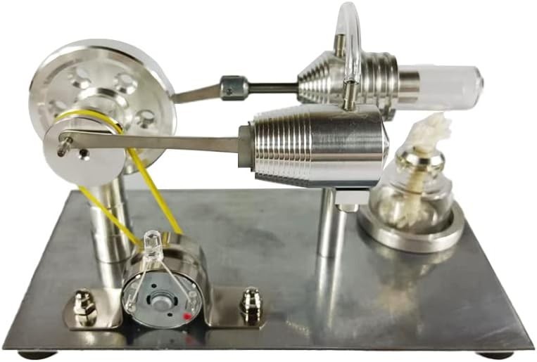 Colorful LED Stirling Engine Physics Experiment - Compact 6.45x3.3x3.8 Inch Kit