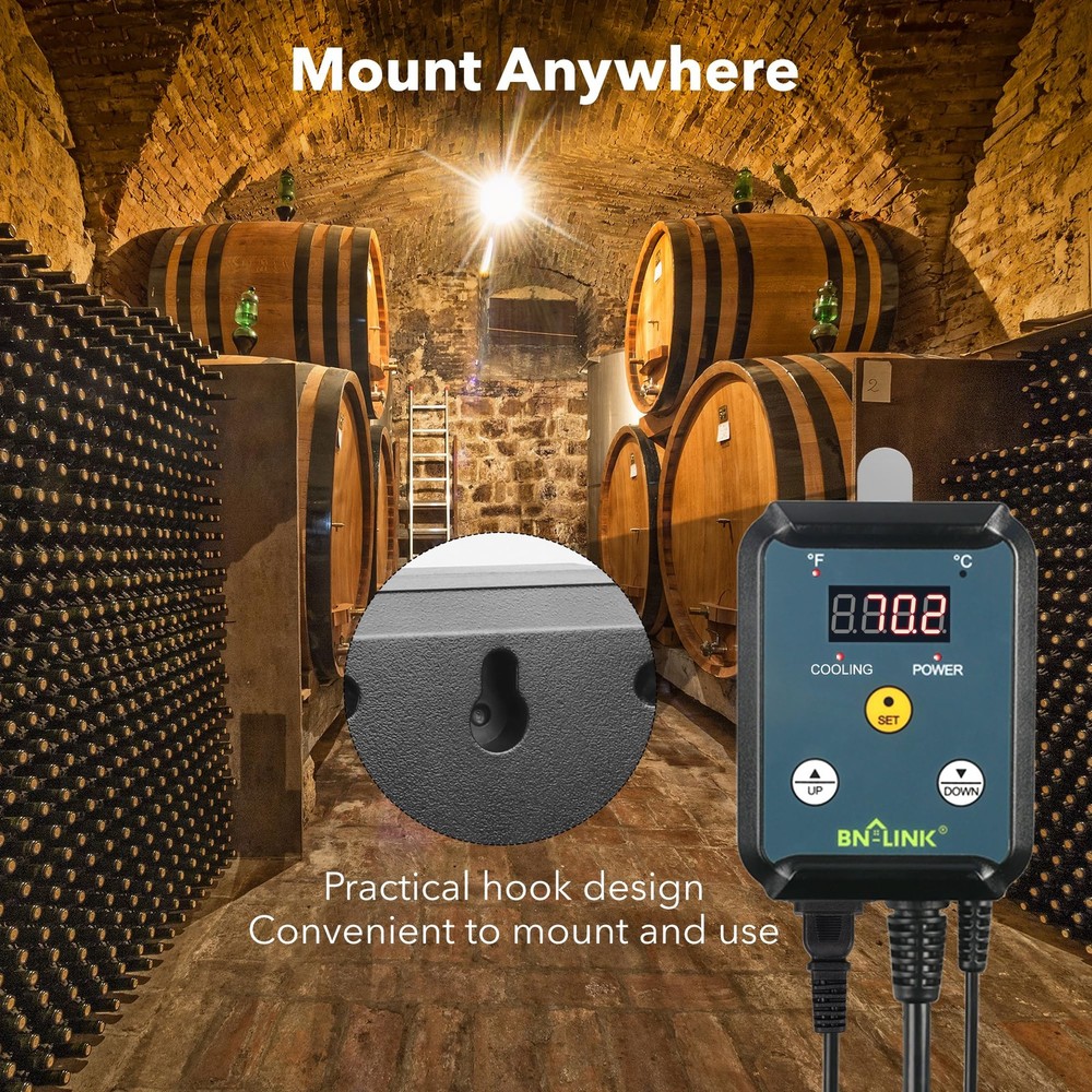 BN-LINK Digital Cooling Thermostat Controller, Temperature Cooling, Green