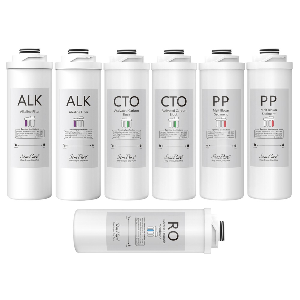 SimPure WP2-400G UV Reverse Osmosis Alkaline pH+ 1-Year Water Filter Replacement