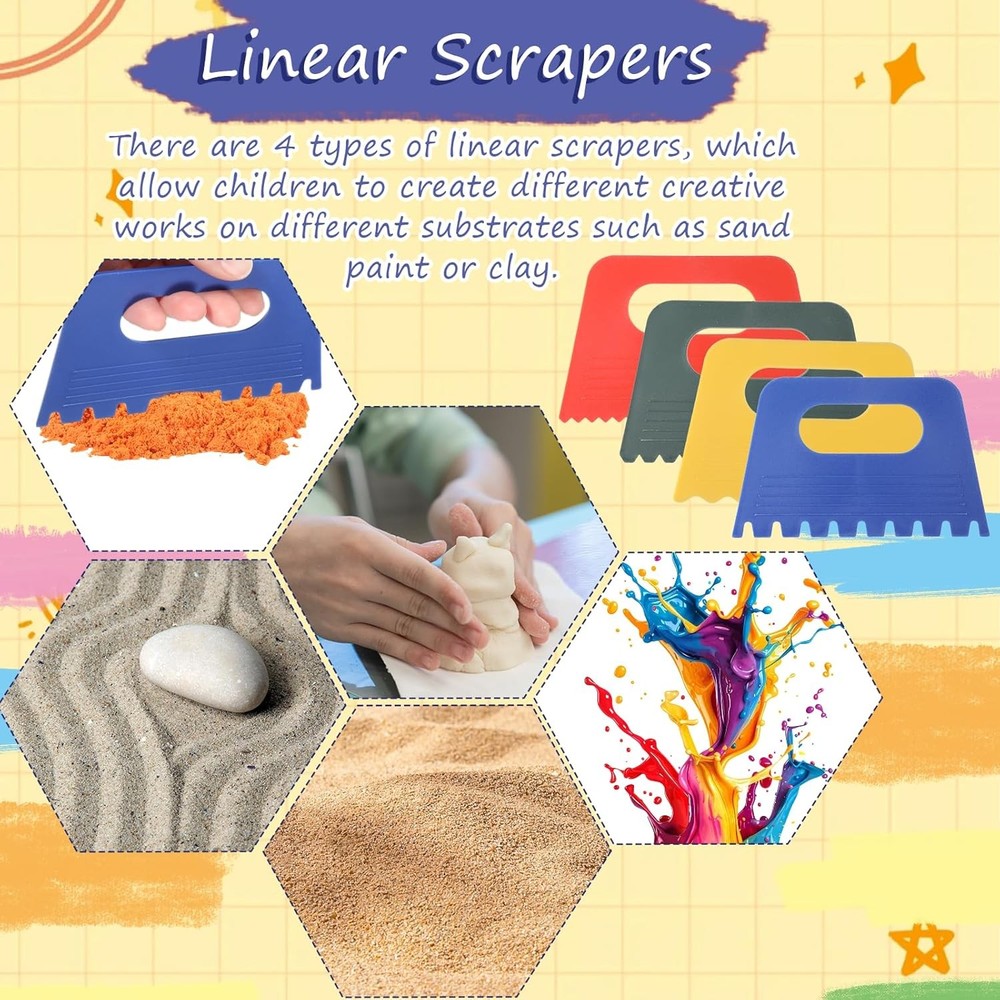 4PCS Plastic Paint Scraper Set Texture Tools for Plaster Wall Art & DIY Painting