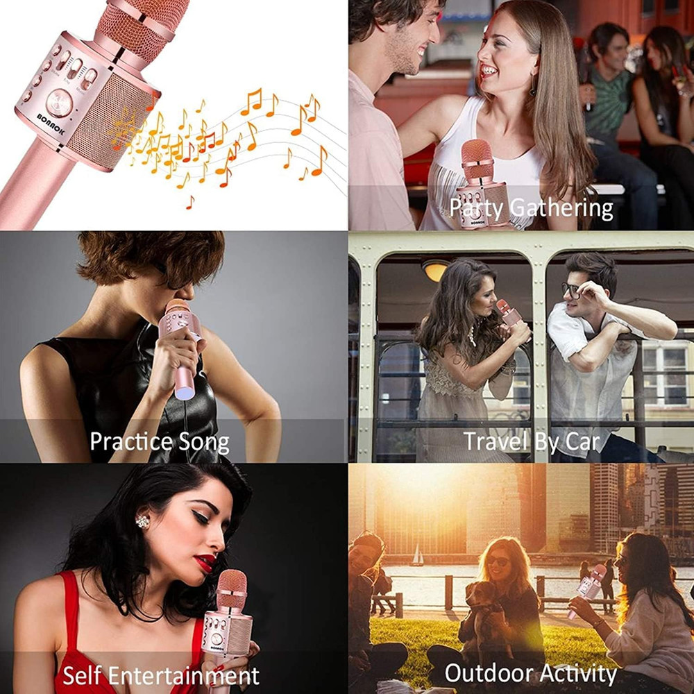 Wireless Bluetooth Karaoke Microphone, 3-In-1 Portable Handheld Mic Speaker Mach