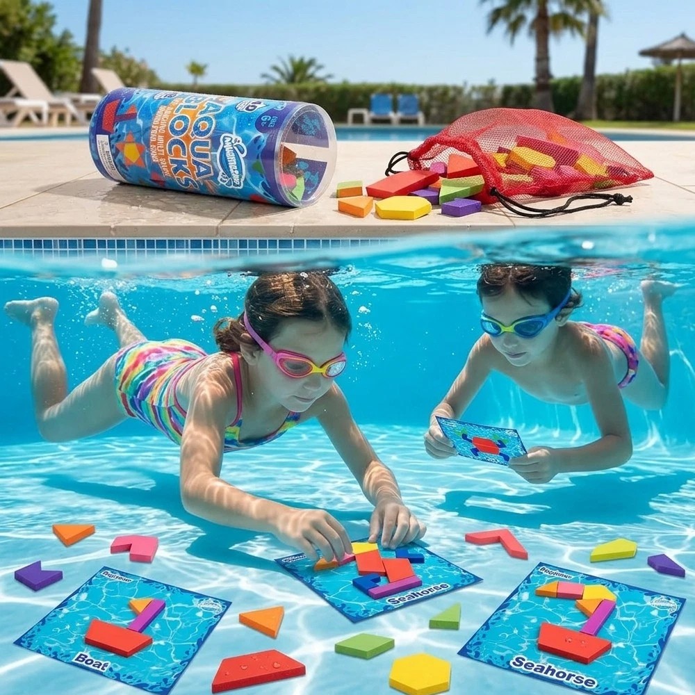 Aqua Blocks Pool Diving Game- Set Includes 40 Multi-Shape Sinking Toys