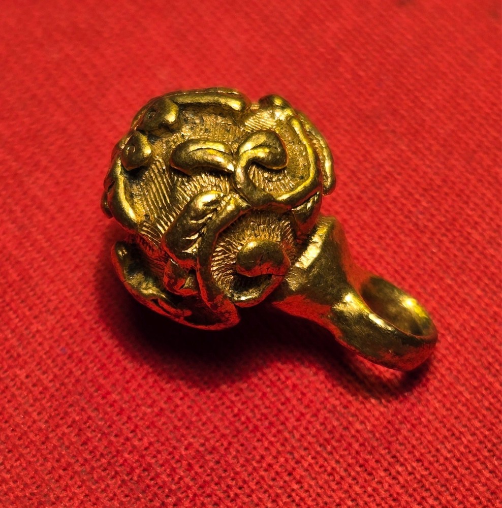 Antique CHINESE ROBE BUTTON - Figural - GILDED BRONZE - Excellent Condition!