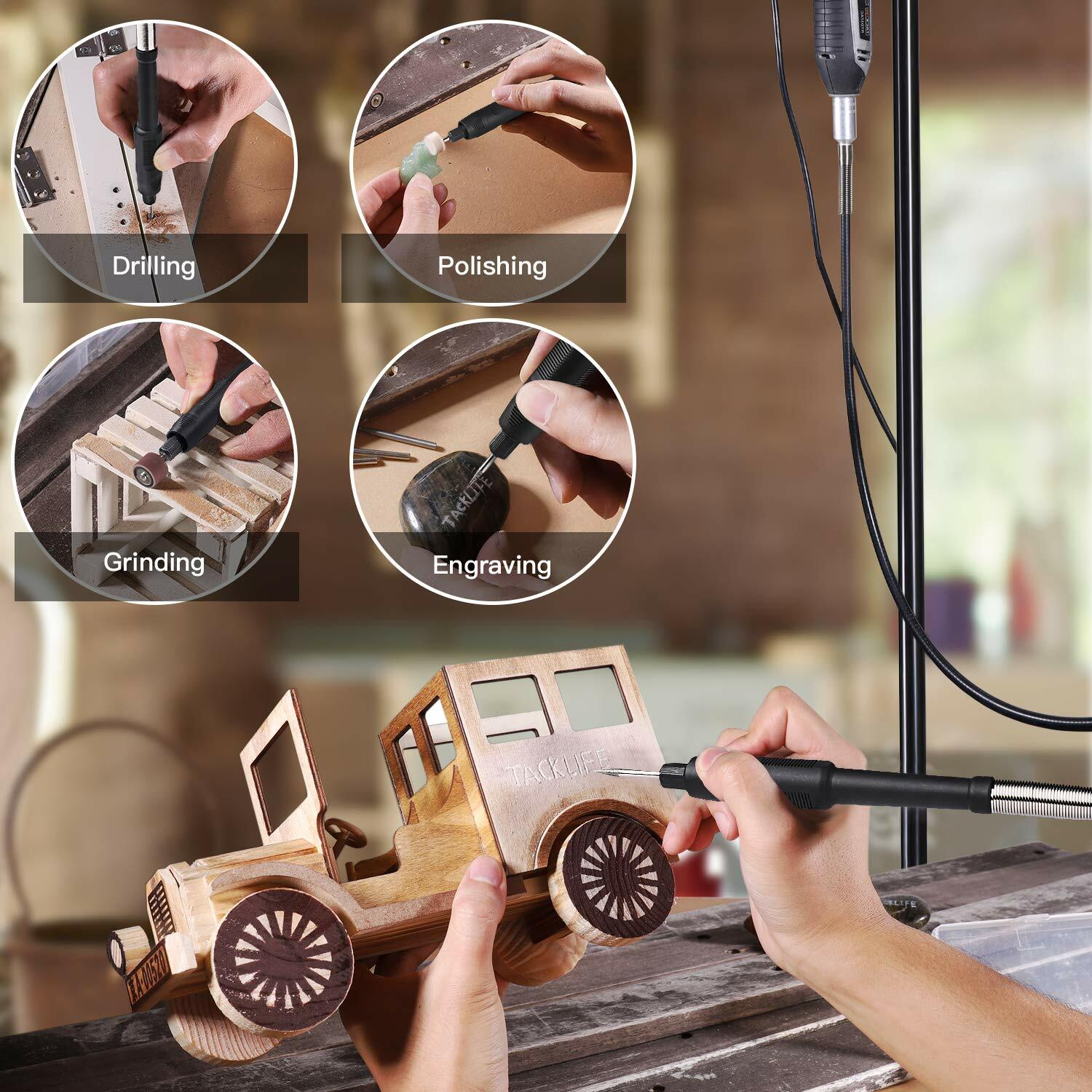 Rotary Tool Kit 1.8 Amp, Variable Speed with Upgraded Flex Shaft, 63 Accessories