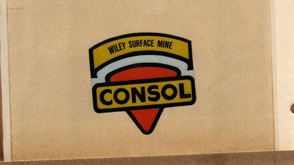 NICE VERY RARE WILEY SURFACE SHIELD CONSOL COAL CO. COAL MINING STICKERS # 1001