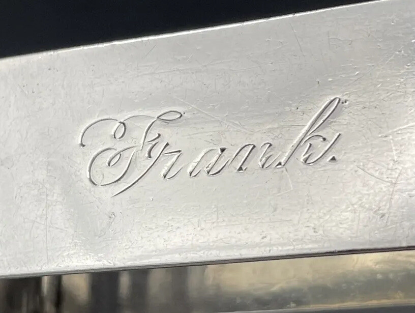 Sterling Silver Napkin Ring Engraved Name “Frank” Rectangular Form Watrous