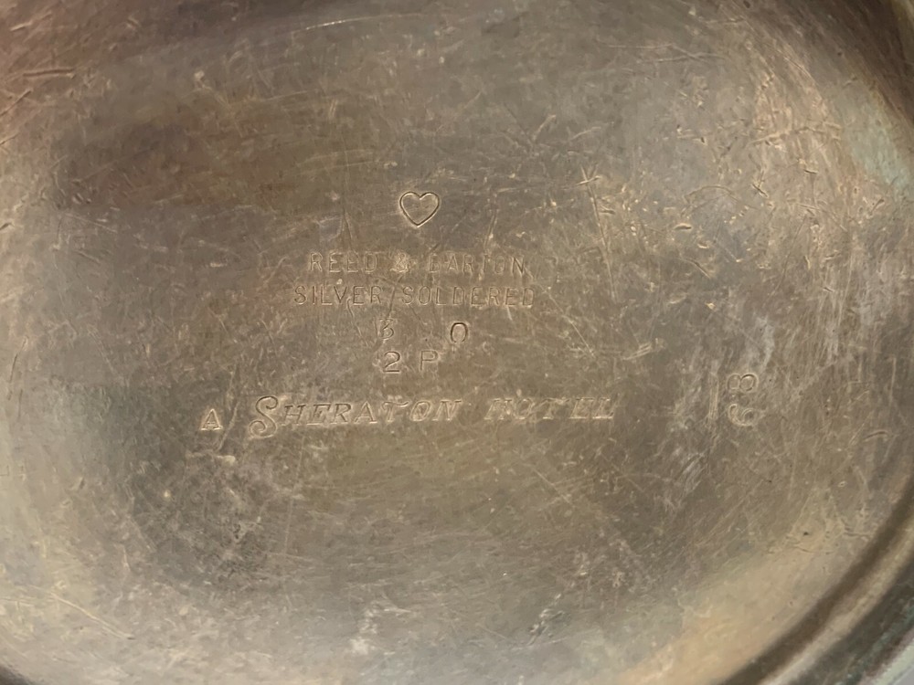 REED & BARTON Sheraton Hotel SILVER SOLDERED Coffee Water Pitcher Pot 2P