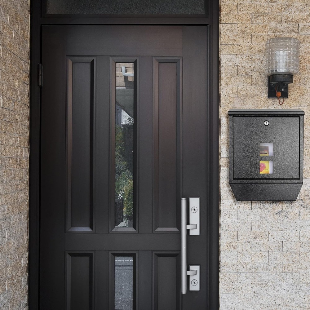 Wall Mount Locking Mailbox with Newspaper Holder, Rainproof Galvanized Mail Box