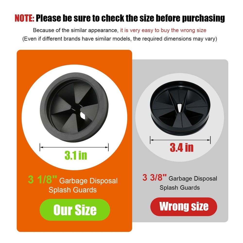 2 Pcs Garbage Disposal Splash Guard Sink Baffle, 3 1/8" Black 3 2pack