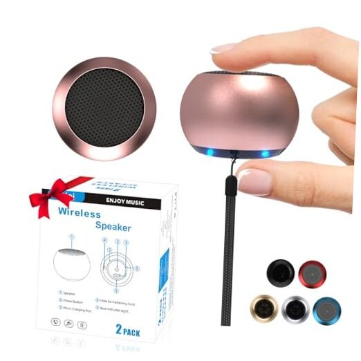 2Pack Portable Mini Speaker, Bluetooth Tiny Speaker,Wireless Micro Speaker Pink