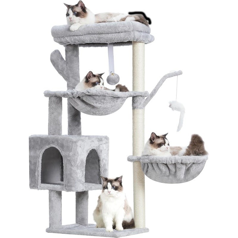 Multi-Level Cat Tree W/ Scratching Posts & Hanging Baskets Indoor Condo Tower US