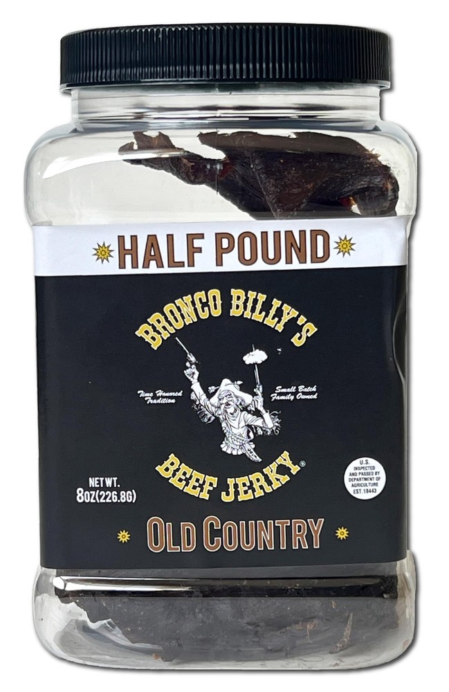 Bronco Billy's Beef Jerky Old Country Half Pound Jar