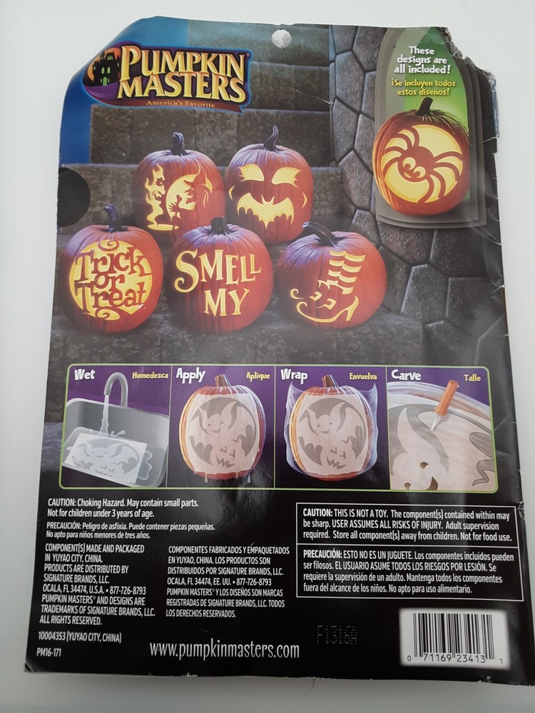 3 Pumpkin Carving Kits Patterns Halloween *NEW* PUMPKIN MASTERS RITE AID