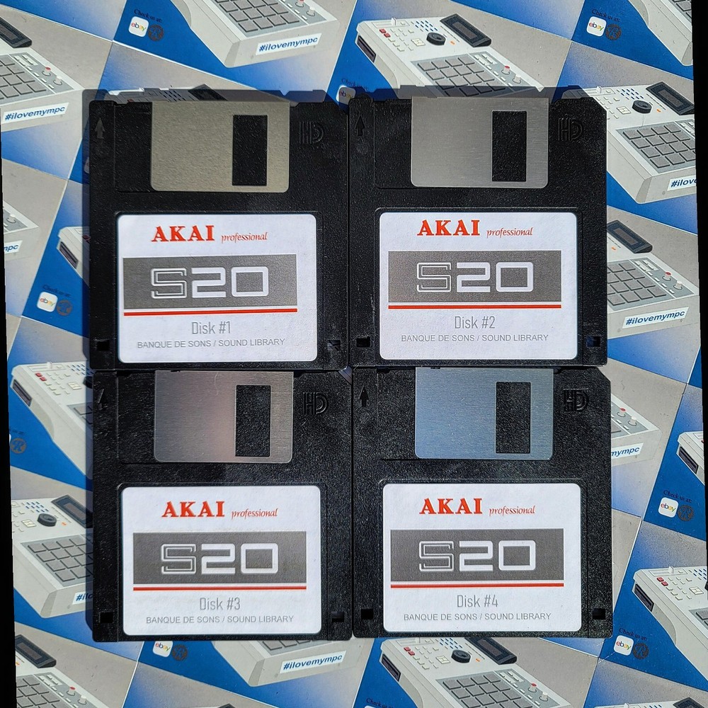 Akai S20/REMIX88 Sound Library Complete 4 DISKS Drum Kit Sample Pack Floppy Disk