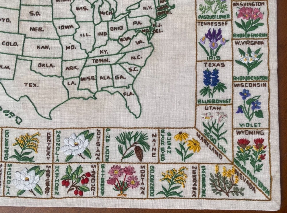 Paragon Embroidery US State Flowers Map