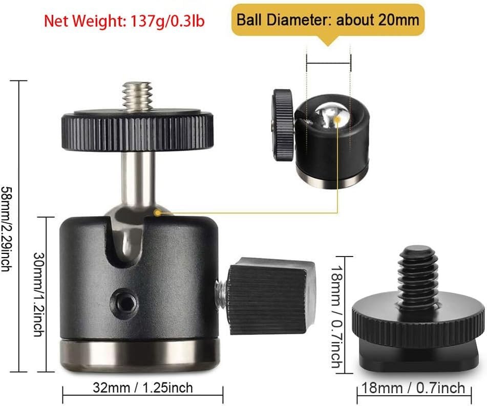 Mini Ball Head Tripod Adapter 14 Hot Shoe