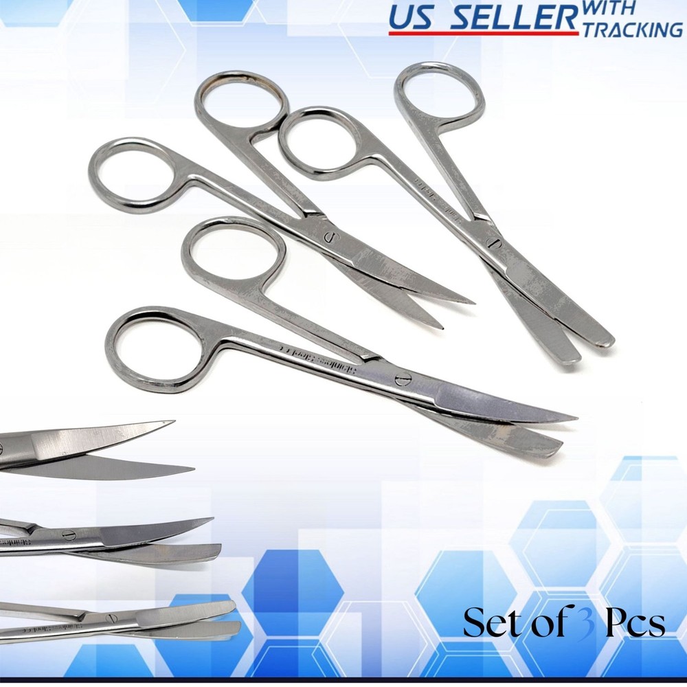 New 4.5" Operating Scissors Sharp / Blunt Curved Surgical Instruments Stainless
