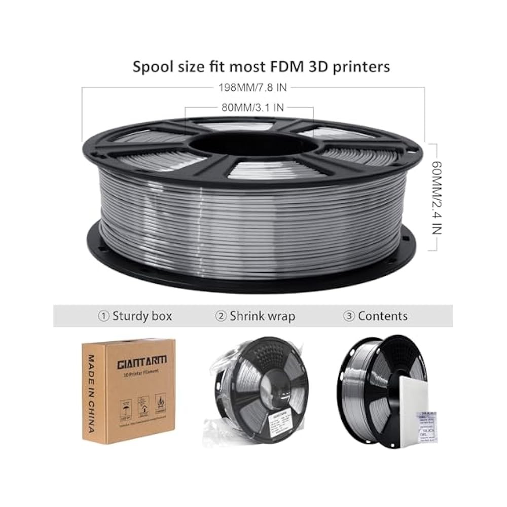 High,Precision 3D Printer Filament, Shiny Surface, 1.75mm, 1kg Spool, Low