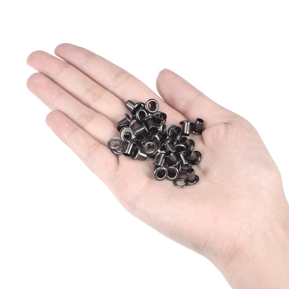 Cable Grommets with Washers Kit 8x4x7mm Copper Rubber Black 100 Sets