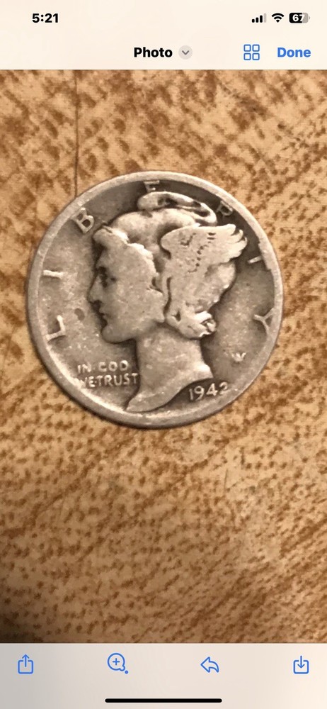 1942 Mercury Dime with Error Coin