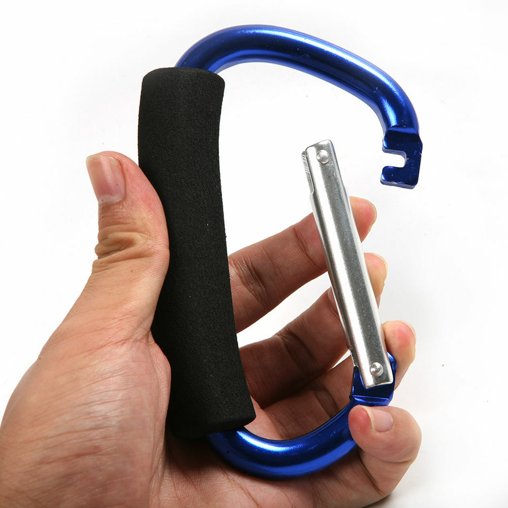 2PC Large D Shape Carabiner 485lbs with Grip Camping Handhold Clip Hook