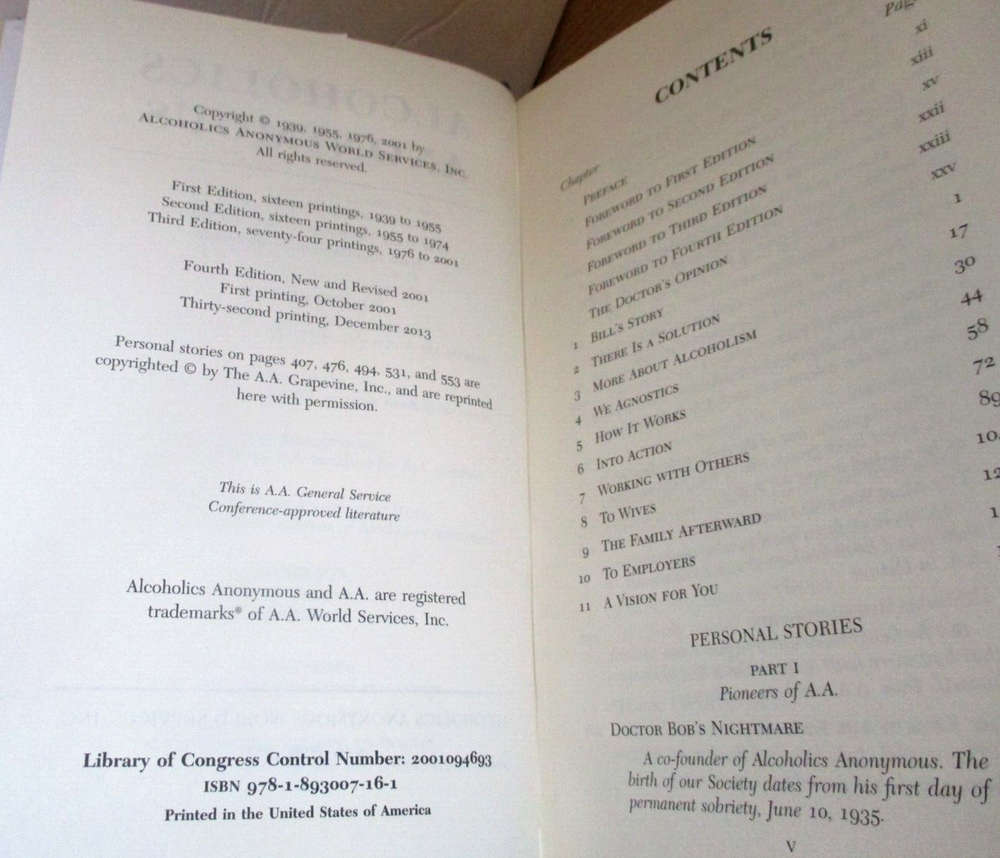 Alcoholics Anonymous BS-11 Boxed Set AA BB, Experience Strength Hope, Brief Hist