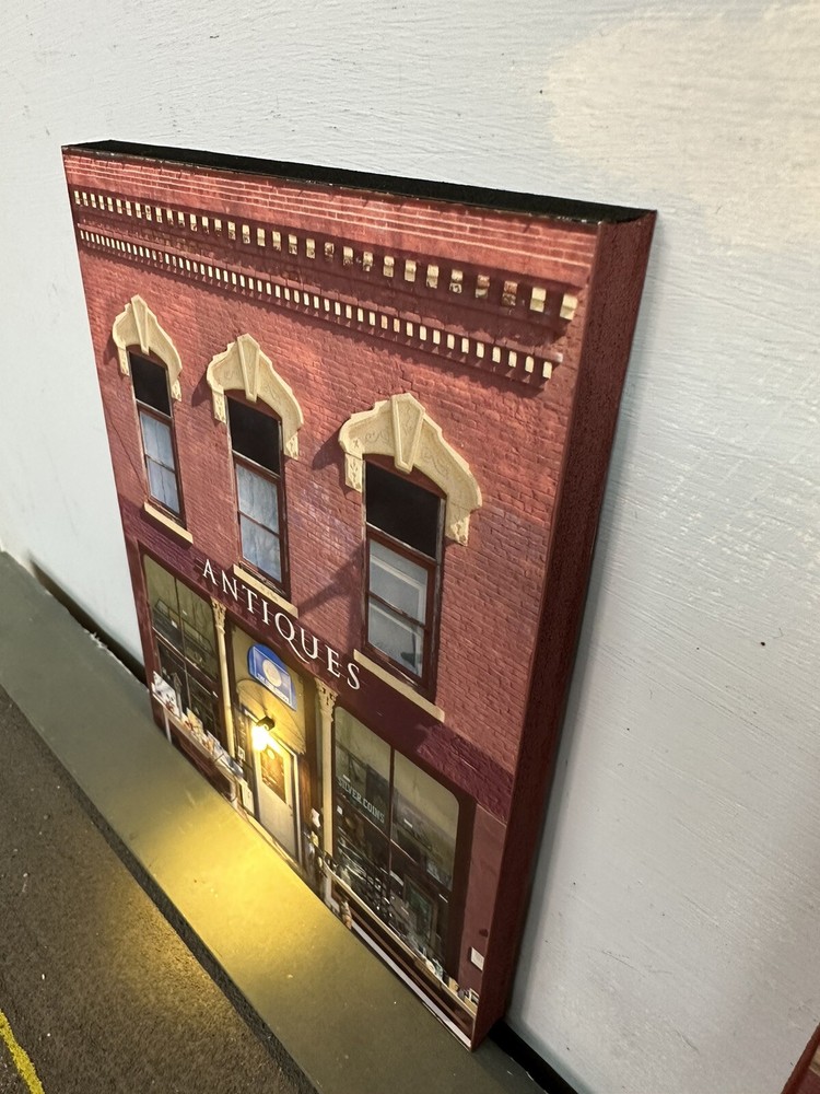 HO Scale ANTIQUE STORE - Building Flat/ front w/LED - scratch built
