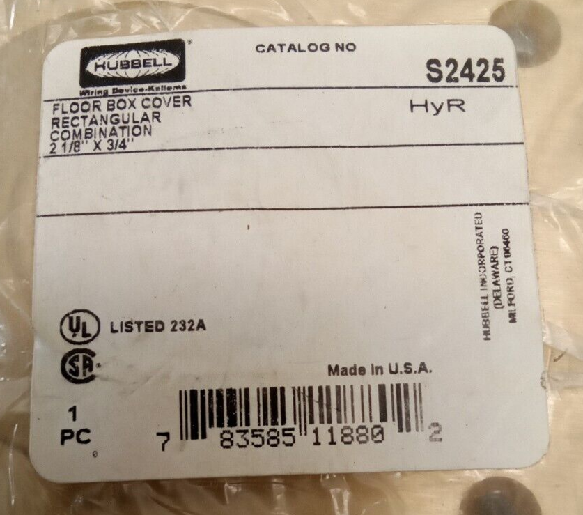 Hubbell S2425 Rectangular Brass Floor Box Cover