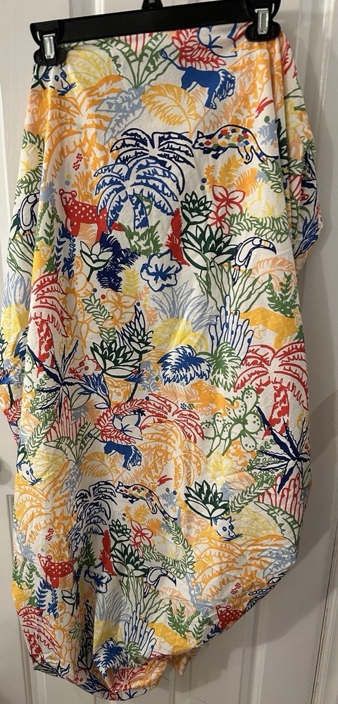 Brooklinen Crib Fitted Sheet Multi JUNGLE Pattern Cotton EUC!