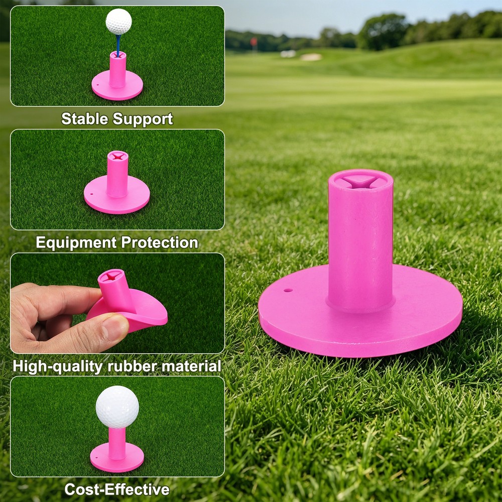 Rubber Golf Tee, 1.5Inch 8Pcs Golf Practice Tees Training Driving Range, Pink