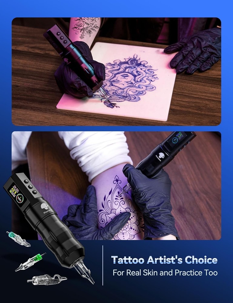 Phomemo Tattoo Gun Kit, Wireless machine Kit for Black+2 Batteries