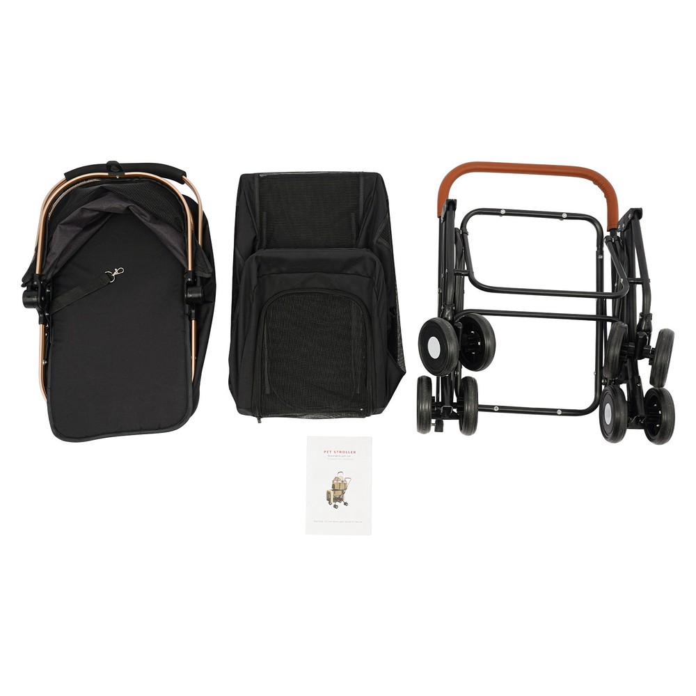 Dog & Cat Foldable Pet Stroller, Foldable Pet Stroller for Small & Medium Dogs