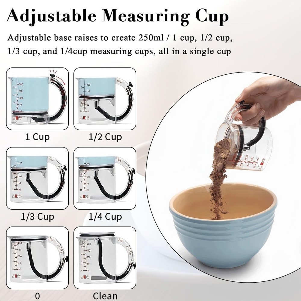 4-In-1 Adjustable Measuring Cup - Multi-Functional up Cup Measuring Cup, with Ad