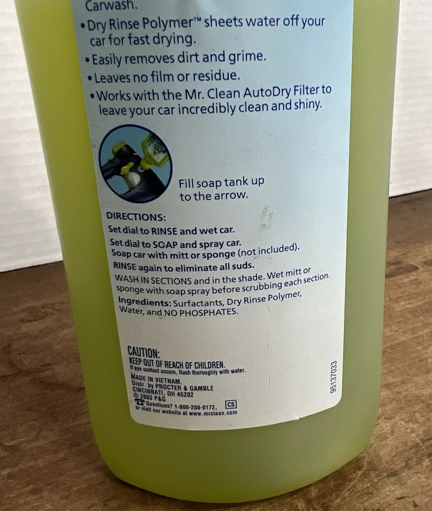 Mr Clean Auto Dry car wash Starter Soap